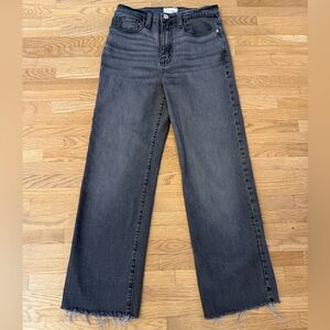 Frame Denim Charcoal/black Wide-Leg Jeans cropped size 26